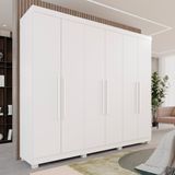 Guarda-roupa Casal 6 Portas 3 Gavetas Roma Espresso Móveis Branco