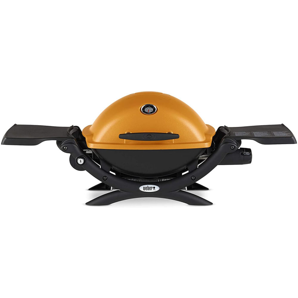 Weber Q1200 Churrasqueira a Gás Portátil com Mesa Auxiliar 8500 BTU serve até 3 Pessoas Laranja