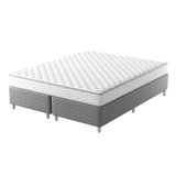 Cama Box Com Colchão Queen Howie Espuma D45 (17x158x198) Branco E Cinza