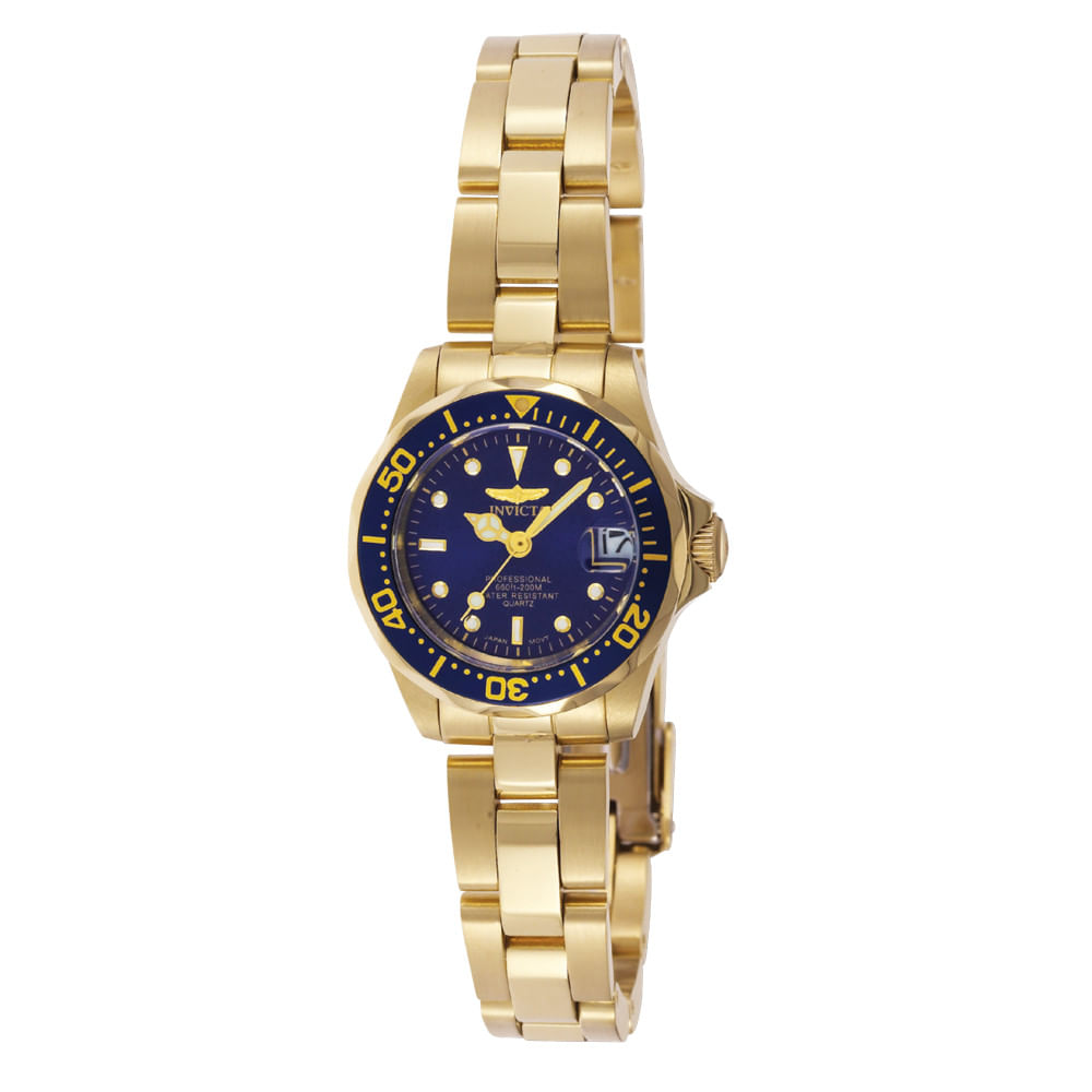 Relógio Feminino Pro Diver, Invicta 8944, Dourado E Azul