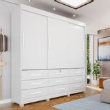 Guarda-roupa 3 Portas 9 Gavetas Florença Espresso Móveis Branco