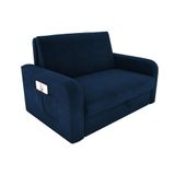 Sofá Cama Daiane 2 Lugares Com Baú Suede Azul Matrix