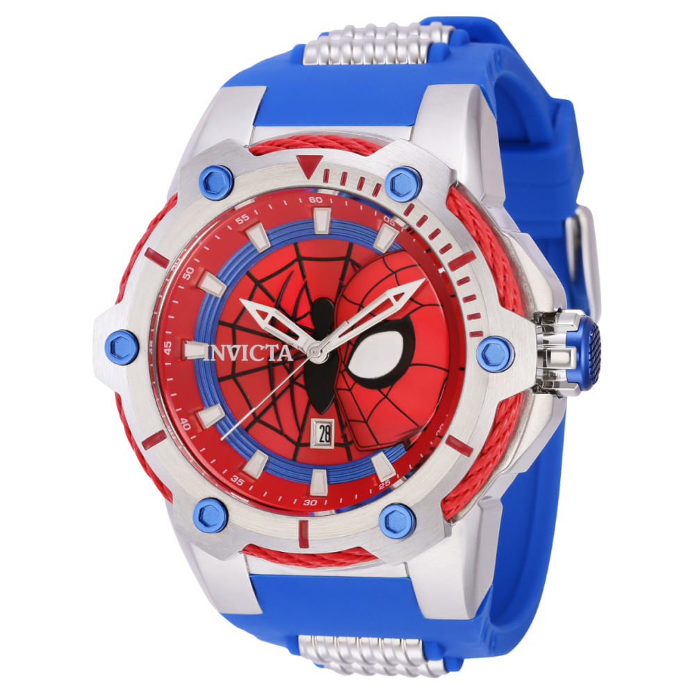 Relogio Masculino Analogico De Quartzo 51.5mm, Invicta Marvel Spiderman 43834, Azul E Vermelho