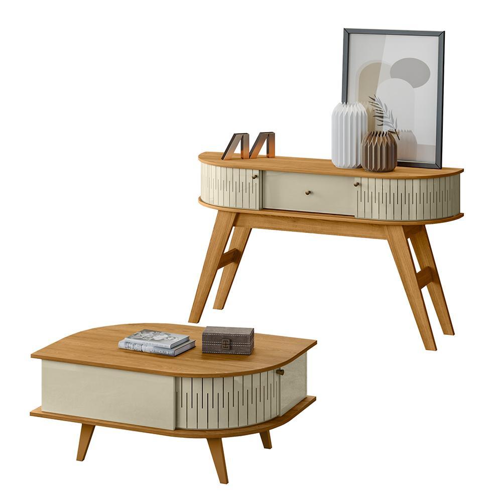 Aparador Estoril E Mesa De Centro Indianápolis Cumaru/opala - Madetec