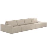 Sofá Ilha Modular Para Sala 432cm Com Puff Dublin K01 Linho Bege