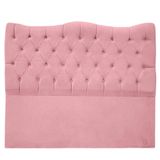 Cabeceira Casal King Size Estofada Para Cama Box Dunas Veludo Cor Rosa Bebe