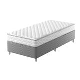 Cama Box Com Colchão Solteiro Howie Espuma D28 (17x88x188) Branco E Cinza