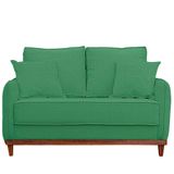 Sofa Sena 2 Lugares Base De Madeira Para Sala Hotel Linho Verde