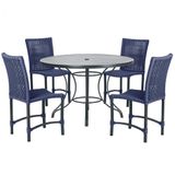 Mesa Ascoli Com 4 Cadeiras Cannes De Alumínio Trama Azul