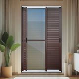 Porta De Correr Venez. 3 Folhas Moveis 210 X 120 Elite Com Fechadura Tetra Vidro Reflex Mix Corten