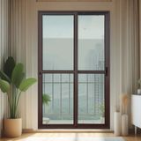 Porta De Correr 2 Folhas Moveis 210 X 150 Elite Com Fechadura Tetra Vidro Liso Corten