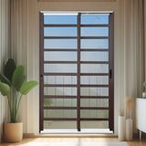 Porta De Correr Com Travessas 2 Folhas Moveis 210 X 200 Elite Com Fechadura Tetra Vidro Reflex Mix Corten