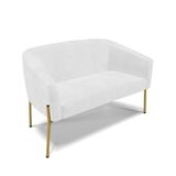 Sofá Namoradeira 2 Lugares Pé De Ferro Dourado Stella Corano Branco D03 - D&#39;rossi