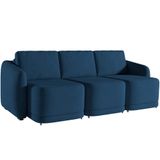 Sofá Cama Para Sala De Estar 3 Lugares 306cm Montserrat K01 Veludo Azul Marinho - Lyam Decor