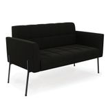 Sofá Namoradeira 2 Lugares Pé De Ferro Preto Elisa Suede D03 - D&#39;rossi Cor Preto