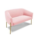 Sofá Namoradeira 2 Lugares Pé De Ferro Dourado Stella Suede D03 - D&#39;rossi Cor Rosa Bebê
