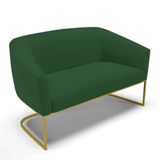 Sofá Namoradeira 2 Lugares Base Industrial Dourado Stella Veludo Verde D03 - D&#39;rossi