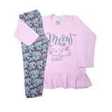 Conjunto Bebê Menina Longo Com Legging Gatos Rosa - Ralakids