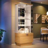 Cristaleira HB Móveis Aura 2 Portas de Vidro 1 Gaveta Cinamomo-Off White