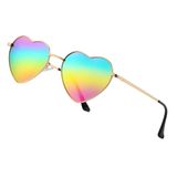 Óculos De Sol Jovakit Polarized Heart Para Mulheres Com Moldura Dourada