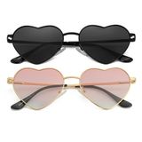 Óculos De Sol Jovakit Polarized Heart Para Mulheres Preto/cinza E Dourado