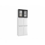 Paneleiro Duplo Max Com Vidro Cozinhas Itatiaia Luce 6 Portas Branco Com Preto