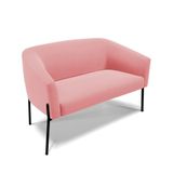 Sofá Namoradeira 2 Lugares Pé De Ferro Preto Stella Suede D03 - D&#39;rossi Cor Rose