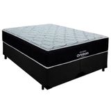 Cama Box Queen Suede Bipartido + Colchão Airtech Molas Ensacadas Antares Ortobom 158x188x67 Preto