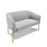 Sofá Namoradeira 2 Lugares Pé De Ferro Dourado Stella Suede D03 - D&#39;rossi Cor Cinza