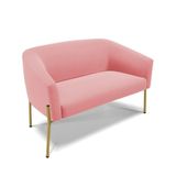 Sofá Namoradeira 2 Lugares Pé De Ferro Dourado Stella Suede D03 - D&#39;rossi Cor Rose