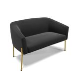 Sofá Namoradeira 2 Lugares Pé De Ferro Dourado Stella Suede D03 - D&#39;rossi Cor Preto