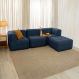 Sofá Guldi Popup Com 2 Módulos Canto Central E Puff Linho Azul