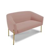 Sofá Namoradeira 2 Lugares Pé De Ferro Dourado Stella Veludo D03 - D&#39;rossi Cor Rose