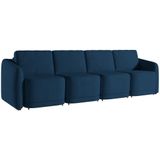 Sofá Cama Para Sala De Estar 4 Lugares 356cm Montserrat K01 Veludo Azul Marinho - Lyam Decor