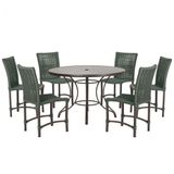 Mesa Ascoli 120 Cm Com 6 Cadeiras Cannes De Alumínio Trama Verde