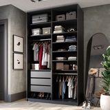 Guarda-roupa Closet Sion 3 Gv Preto 140 Cm