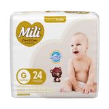 Fralda Descartavel Mili Love&amp;care Jumbo Tamanho G - 9 Pacotes Com 24 Fraldas