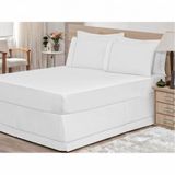 Saia para Cama Box Casal King 01Peça Branco Bordados Ricardo