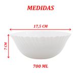 Kit 12 Saladeira Tigela Branca 17,5cm De Vidro Opalino 700ml