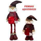 Decoração Boneco Neve Natal Luxuoso Perna Ajustável 80cm