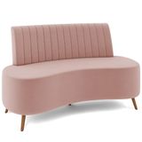 Sofá Chaise Living 2 Lugares 135cm Para Sala Cayman K01 Veludo Rosê