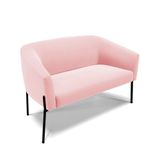 Sofá Namoradeira 2 Lugares Pé De Ferro Preto Stella Suede Rosa Bebê D03 - D&#39;rossi