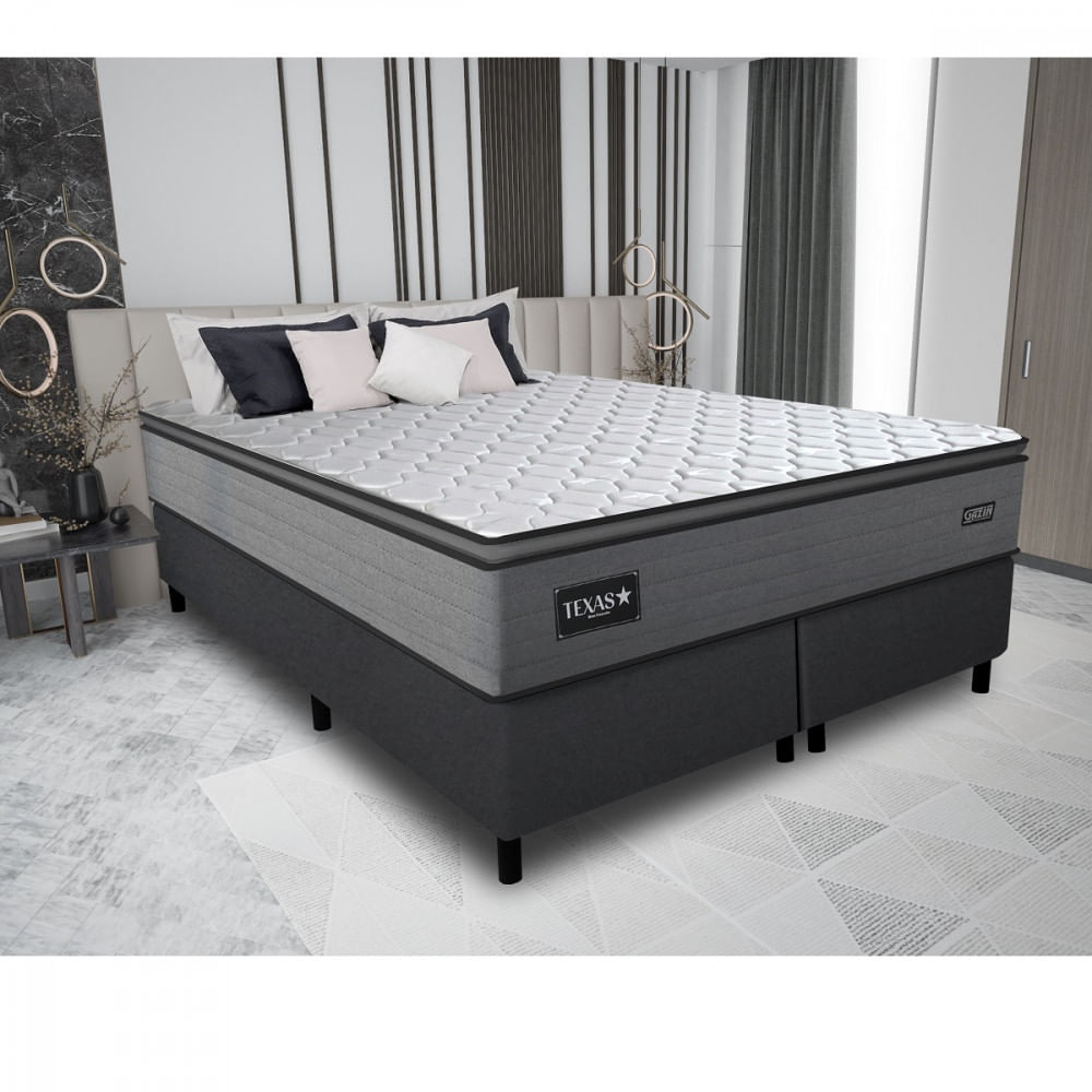 Cama Box Queen 158cm Molas Ensacadas Texas Gazin