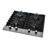 Cooktop a Gás Fischer 4 Bocas Platinium com Trempe de Ferro Fundido, Mesa de Vidro 33800-92121 Bivolt