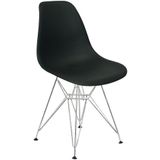 Cadeira Charles Eames Eiffel Base Metal Cromado Preta