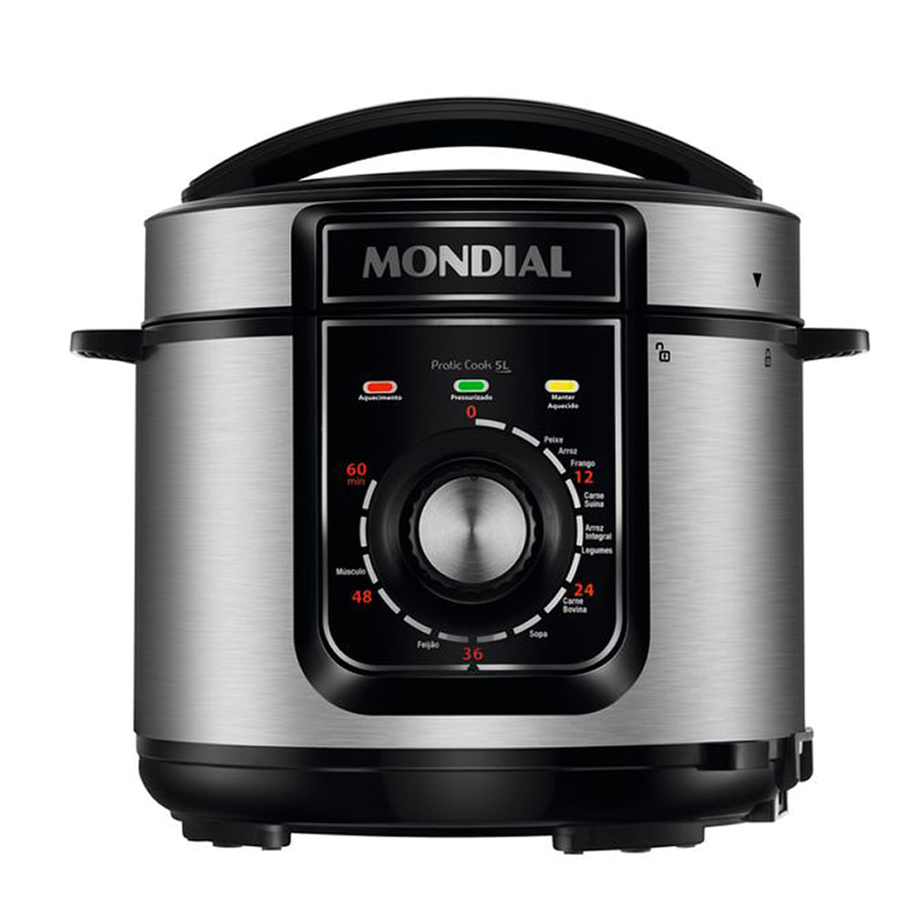 Panela De Pressão Elétrica Mondial 5l Pe-48-5l-i 900w Preto Com Inox