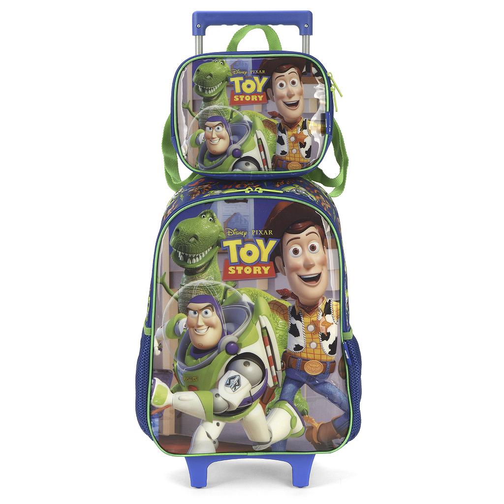 Kit Mochila Rodinhas Lancheira Luxcel Toy Story Verde