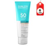 Kit C/06 Sunless Fps50 Protetor Facial Base Bege Médio 60g