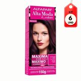 Kit C/06 Alta Moda Tinta Especial. 7.52 Vinho Médio Marsala 150g