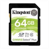 Cartao De Memoria Sd Kingston Canvas Select 64gb - 100mbs - Classe 10 - (sds2-64gb)